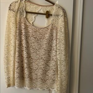 Boston Proper Cream Lace Blouse